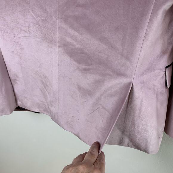 Retro Paris Velvet Blazer Pink Blush Black Satin Lapel Slim Fit 38S Formal - Picture 7 of 10